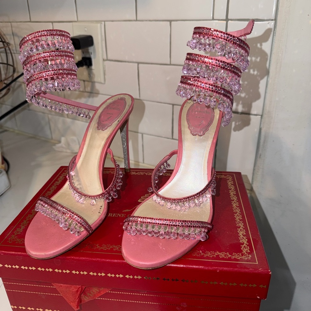Elegant Pink Beaded Women's Sandals